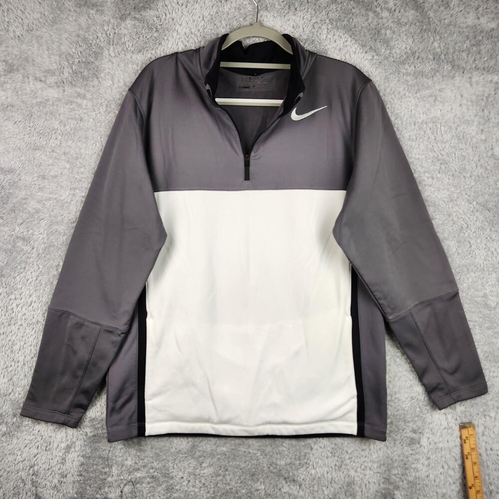 Nike Golf Therma FIT Sweatshirt Mens Large Gray 1/4 Zip Pullover 844367-021 Logo